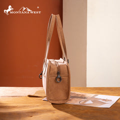 MW1345-8802LBR  Montana West Western Tooled  Mini Satchel Crossbody Bag  -Light Brown