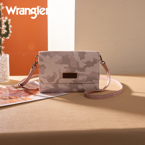 WG286-1833  Wrangler Camo Print Canvas Clutch/Crossbody - Pink