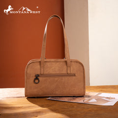 MW1345-8802LBR  Montana West Western Tooled  Mini Satchel Crossbody Bag  -Light Brown