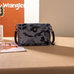 WG286-1833  Wrangler Camo Print Canvas Clutch/Crossbody - Black