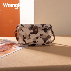 WG286-1833  Wrangler Camo Print Canvas Clutch/Crossbody - Brown