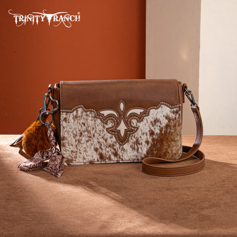 TR202-8320BR  Trinity Ranch Genuine Cowhide Crossbody - Brown