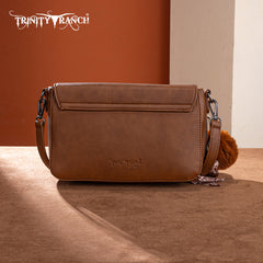 TR202-8320BR  Trinity Ranch Genuine Cowhide Crossbody - Brown