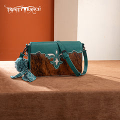 TR202-8320TQ  Trinity Ranch Genuine Cowhide Crossbody - Turquoise