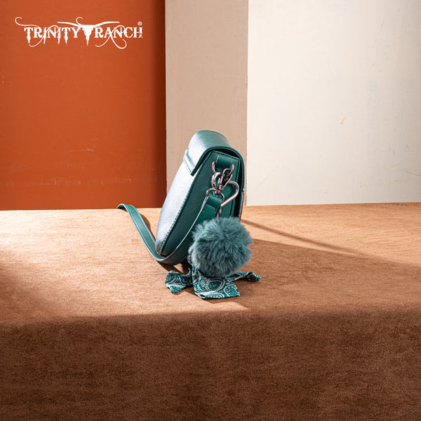 TR202-8320TQ Trinity Ranch Genuine Cowhide Crossbody - Turquoise ...