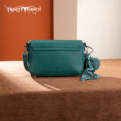 TR202-8320TQ  Trinity Ranch Genuine Cowhide Crossbody - Turquoise