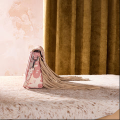 WG444-1818DPK  Wrangler Cow Print Fringe Crossbody Bag - Dark Pink