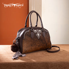 TR202-S5110CF  Trinity Ranch Genuine Cowhide Satchel/Crossbody -Coffee