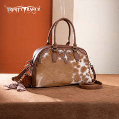 TR202-S5110BR  Trinity Ranch Genuine Cowhide Satchel/Crossbody -Brown