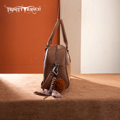 TR202-S5110BR  Trinity Ranch Genuine Cowhide Satchel/Crossbody -Brown