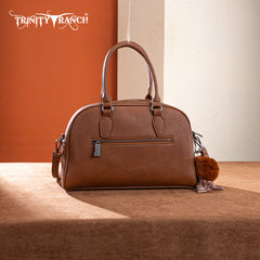 TR202-S5110BR  Trinity Ranch Genuine Cowhide Satchel/Crossbody -Brown