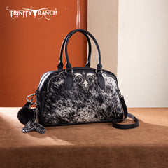 TR202-S5110BK  Trinity Ranch Genuine Cowhide Satchel/Crossbody -Black