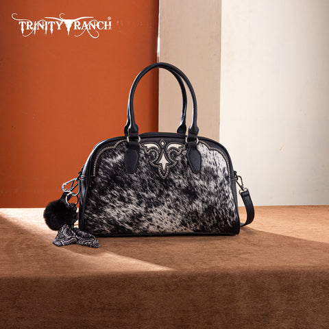 TR202-S5110BK  Trinity Ranch Genuine Cowhide Satchel/Crossbody -Black