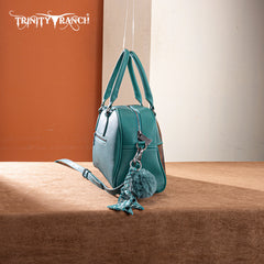 TR202-S5110TQ  Trinity Ranch Geniune Cowhide Satchel/Crossbody - Turquoise