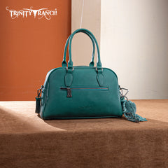 TR202-S5110TQ  Trinity Ranch Geniune Cowhide Satchel/Crossbody - Turquoise