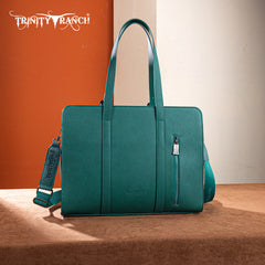 TR202G-8355TQ Trinity Ranch  Genuine Cowhide Carry-All Cowhide Concealed Carry Large Tote /Crossbody - Turquoise