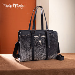 TR202G-8355BK  Trinity Ranch Genuine Cowhide Carry-All Cowhide Concealed Carry Large Tote /Crossbody - Black