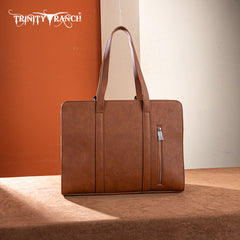 TR202G-8355  Trinity Ranch  Genuine Cowhide  Carry-All Cowhide Concealed Carry Large Tote /Crossbody - Brown