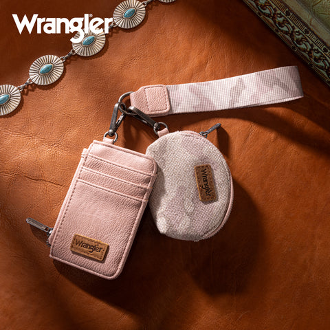 WG286-W0051  Wrangler Camo Print Dual Pouch Wristlet -Pink