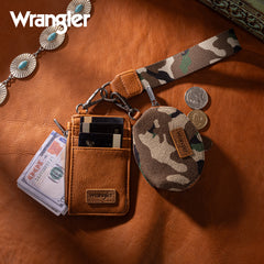 WG286-W0051  Wrangler Camo Print Dual Pouch Wristlet -Green