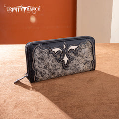 TR202-W2001BK  Trinity Ranch Hair-On Cowhide RFID Protected Collection Wallet - Black