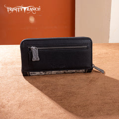TR202-W2001BK  Trinity Ranch Hair-On Cowhide RFID Protected Collection Wallet - Black