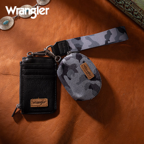 WG286-W0051  Wrangler Camo Print Dual Pouch Wristlet -Black