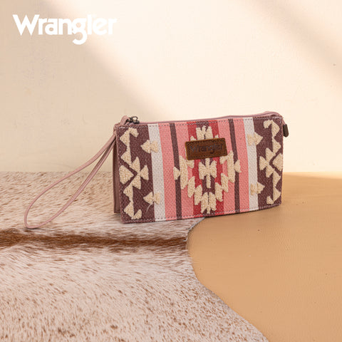 WG275-181  Wrangler Sherpa Aztec Canvas  Clutch -Dark Pink