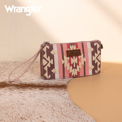 WG275-181  Wrangler Sherpa Aztec Canvas  Clutch -Dark Pink