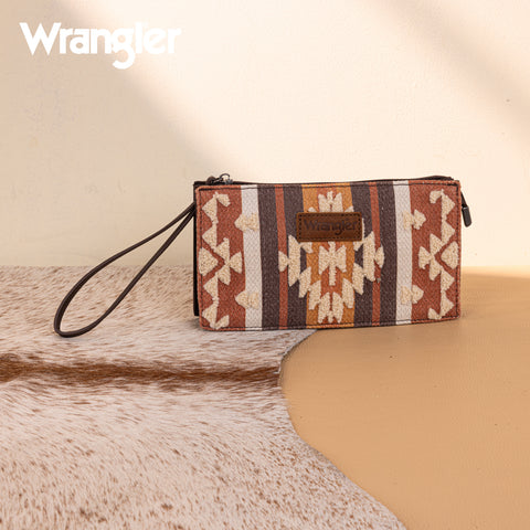WG275-181  Wrangler Sherpa Aztec Canvas  Clutch -Coffee