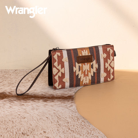 WG275-181  Wrangler Sherpa Aztec Canvas  Clutch -Coffee