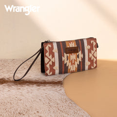 WG275-181  Wrangler Sherpa Aztec Canvas  Clutch -Coffee