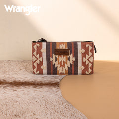 WG275-181  Wrangler Sherpa Aztec Canvas  Clutch -Coffee