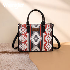 WG275-8120  Wrangler Sherpa Aztec Canvas Tote/Crossbody - Black