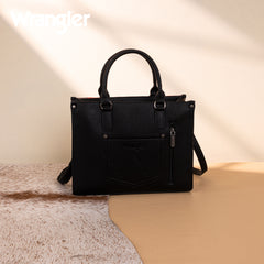 WG275-8120  Wrangler Sherpa Aztec Canvas Tote/Crossbody - Black
