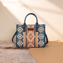 WG275-8120  Wrangler Sherpa Aztec Canvas Tote/Crossbody - Jean