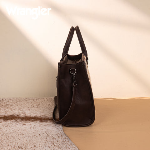 WG275-8120  Wrangler Sherpa Aztec Canvas Tote/Crossbody - Coffee