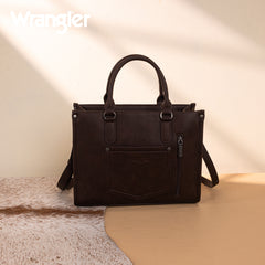 WG275-8120  Wrangler Sherpa Aztec Canvas Tote/Crossbody - Coffee