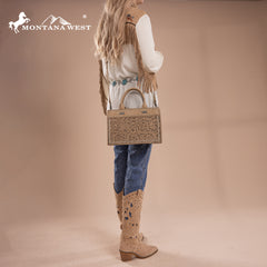 MW1323-8011  Montana West Tooled Collection Tote/Crossbody