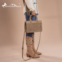 MW1323-8011  Montana West Tooled Collection Tote/Crossbody