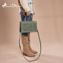MW1323-8011  Montana West Tooled Collection Tote/Crossbody