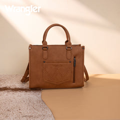 WG275-8120  Wrangler Sherpa Aztec Canvas Tote/Crossbody - Brown