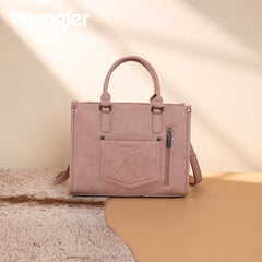 WG275-8120  Wrangler Sherpa Aztec Canvas Tote/Crossbody - Dark Pink