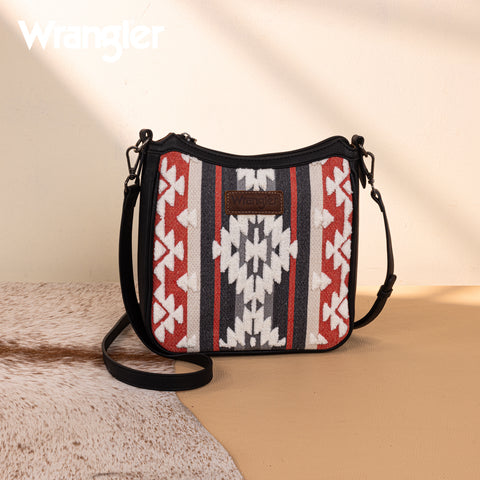 WG275-2003   Wrangler Sherpa Aztec Canvas Crossbody - Black