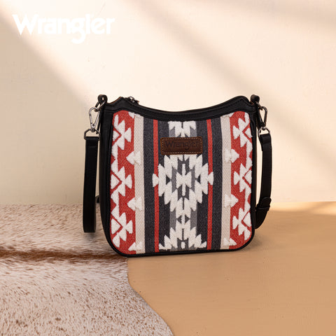 WG275-2003   Wrangler Sherpa Aztec Canvas Crossbody - Black
