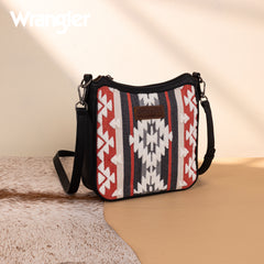 WG275-2003   Wrangler Sherpa Aztec Canvas Crossbody - Black