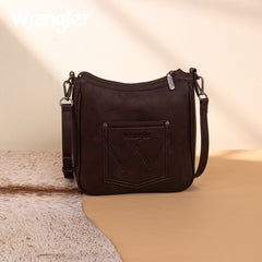 WG275-2003   Wrangler Sherpa Aztec Canvas Crossbody - Coffee