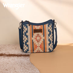 WG275-2003   Wrangler Sherpa Aztec Canvas Crossbody - Jean