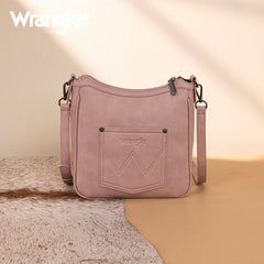 WG275-2003   Wrangler Sherpa Aztec Canvas Crossbody - Dark Pink