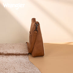 WG275-2003   Wrangler Sherpa Aztec Canvas Crossbody - Brown